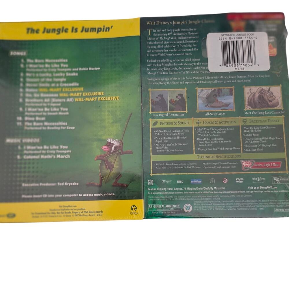 Walt Disney's "The Jungle Book" 40th Anniversary Edition 2 Disc DVD and Music CD - Picture 2 of 2